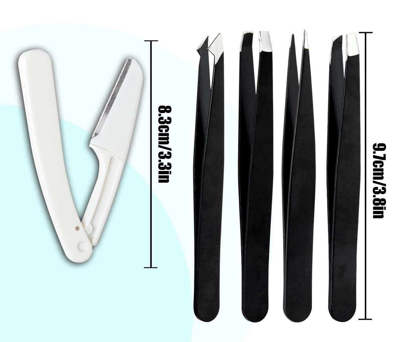 Amasodaon Tweezers Set [9+1 PCS] - Professional Stainless Steel Tweezers for Eyebrows – High-Precision Beauty Tools for Eyebrows, Facial Hair, Splinter & Ingrown Hair Removal