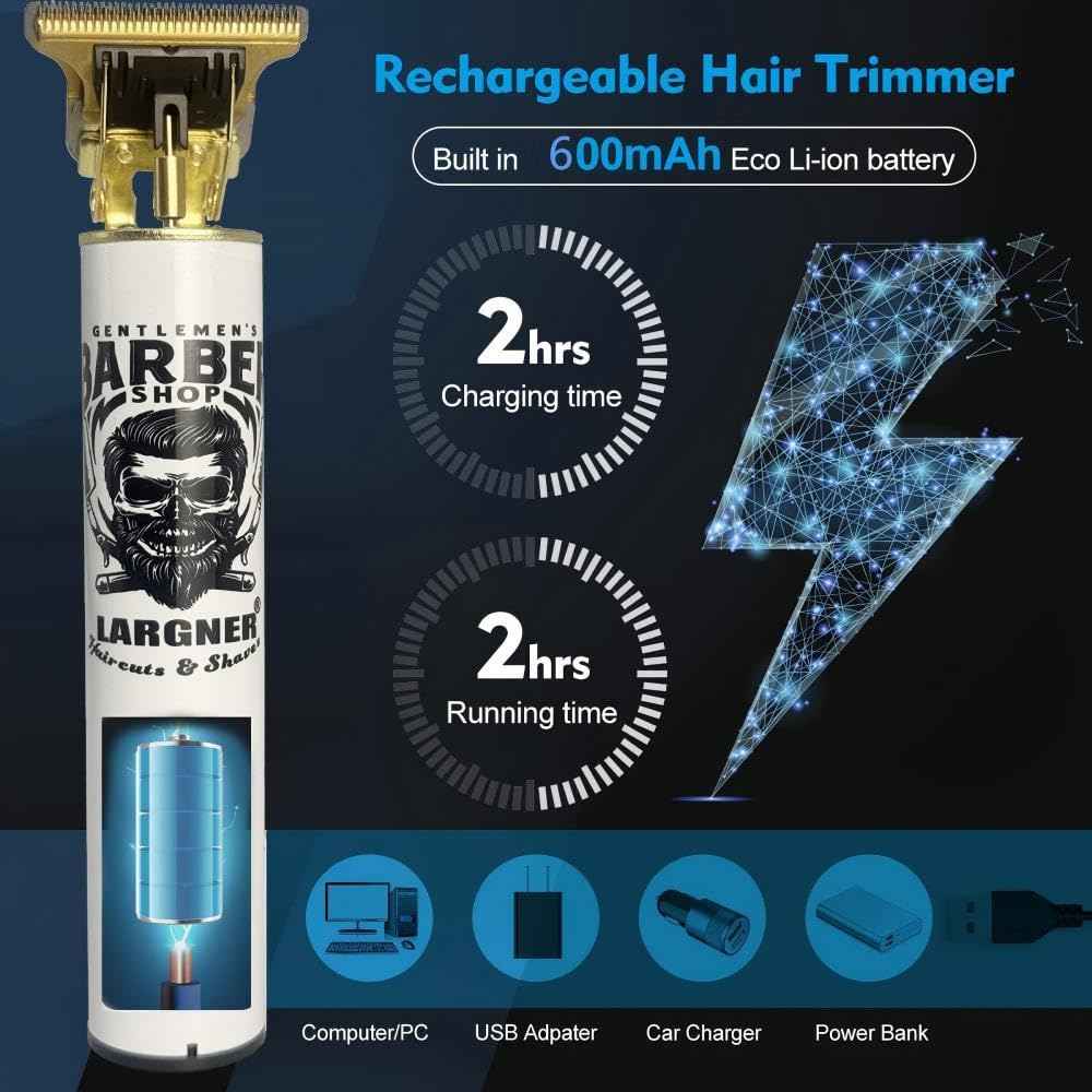 Largner Professional Barber Shaver Set, Hair Clippers for Men, Cordless Beard Trimmer & Electric Razor Shavers for Men, Rechargeable Set Barber Hair Cutting Kit Men's Grooming Kit
