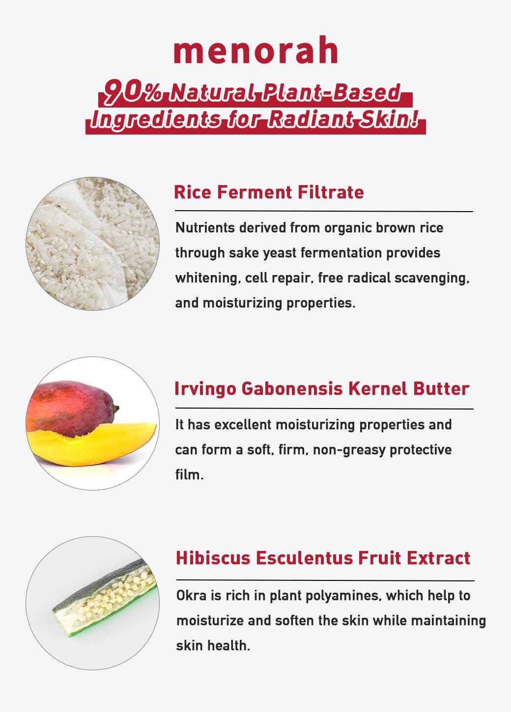 menorah skincare - Ultra Hydration Rescue Sheet Mask (4 Sheets) - with Rice, African Mango, Face sheet masks, Moisturizing mask, Super Hydration and Moisturizing, 100% Organic cotton sheet mask