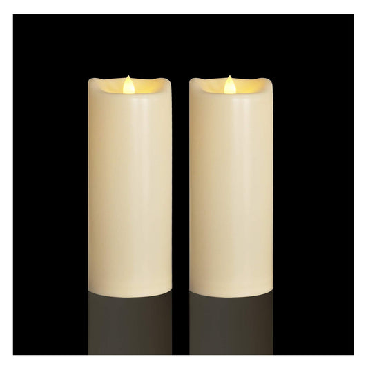 2 Pack 4” x 10” Waterproof Outdoor Flameless Candles with Timer Large Battery Operated Electric LED Pillar Candle Suit for Gift Home Décor Party Wedding Supplies Garden Halloween Christmas Decoration