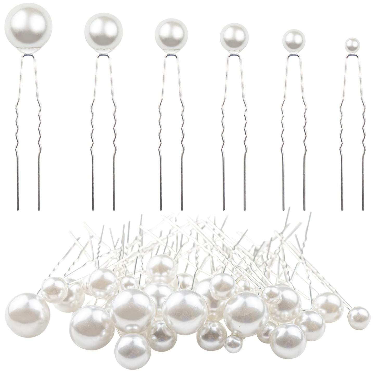 ELANE 36 Pcs Pearl Hair Pins and Bridal Accessories with Pearl Bobby Pins for Wedding Hairstyles (Silver)