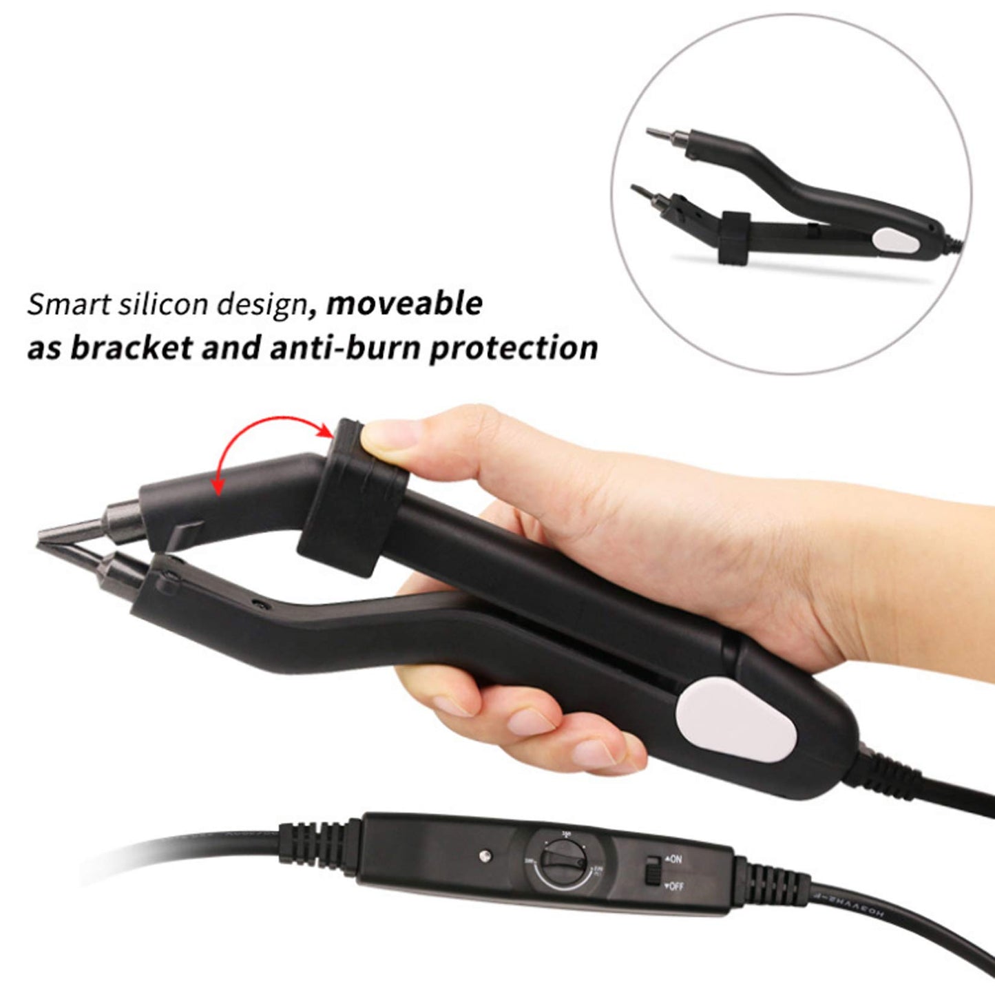 Heat Hair Connector Adjustable Temperature Heating Tip Hair Extension Iron, Fusion Hair Extension Iron Keratin Bonding Tools