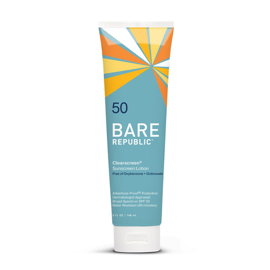 Bare Republic Clearscreen Sunscreen SPF 50 Sunblock Body Lotion, Water Resistant with an Invisible Finish, 5 Fl Oz