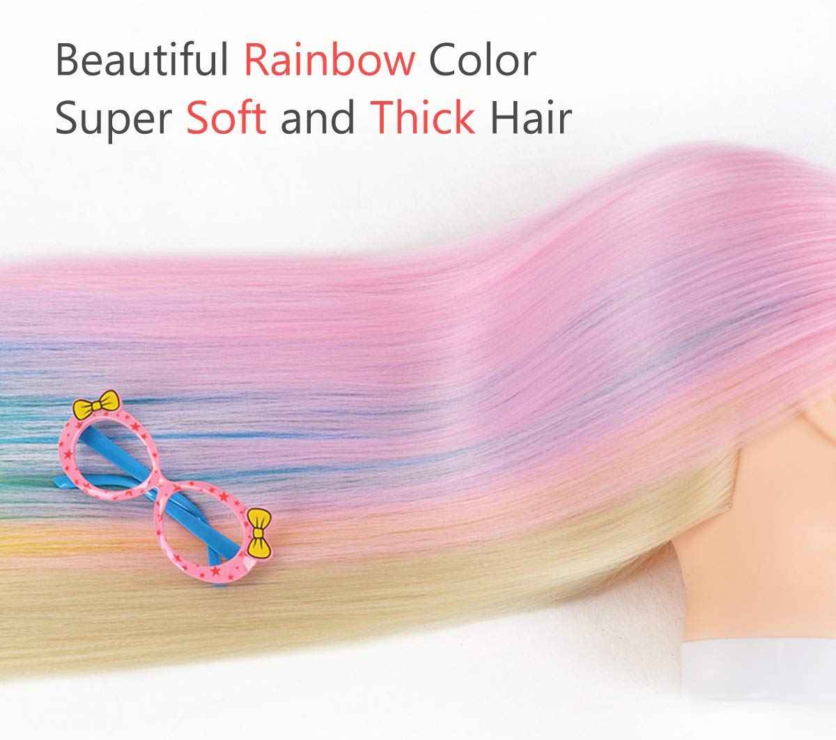 Doll Mannequin Head for Braiding Hair-26", Mannequin Head Stand Desk Table Clamp Tripod Holder