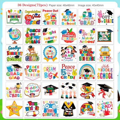 5th Grade Graduation Tattoos - 72pc Temporary Tattoo Stickers