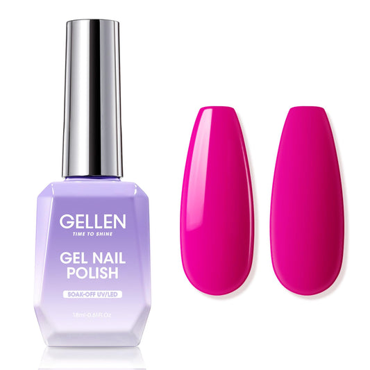 Gellen Gel Nail Polish 18ml Hot Pink Gel Polish Bright Pink Gel Nail Polish Soak Off UV LED Nail Gel Polish Nail Art Manicure Salon DIY Home Gifts for Women Girls