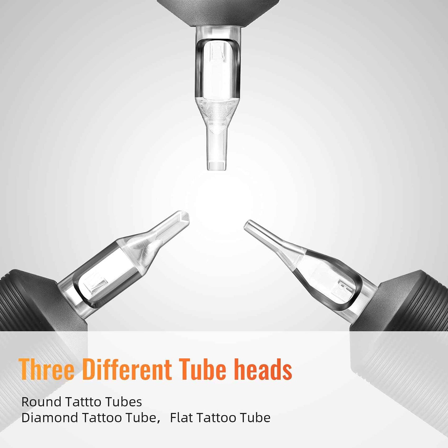 Keilend 5RT Clear Tube Grips 25PCS, 1 Inch Disposable Tube Grip with Black Silicone Grips and Clear Long Tips, 5 Round Tubes for 3RL 4RL 5RL 3RS 4RS 5RS