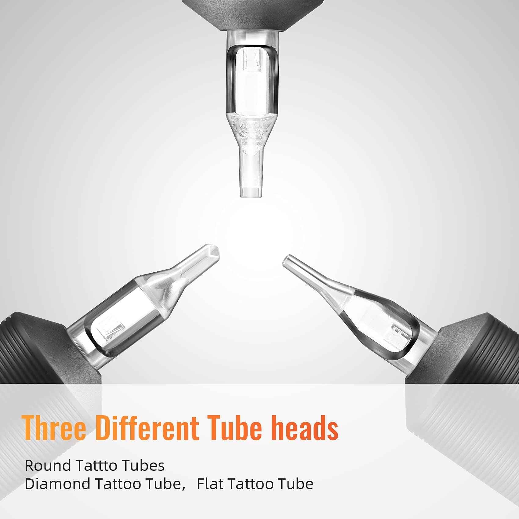 Keilend 5RT Clear Tube Grips 25PCS, 1 Inch Disposable Tube Grip with Black Silicone Grips and Clear Long Tips, 5 Round Tubes for 3RL 4RL 5RL 3RS 4RS 5RS