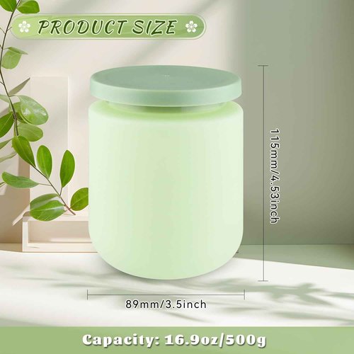 16.9oz/500g Plastic Containers Empty Cosmetic Jars Large Makeup Sample Storage Pot with Lid & Inner Liner for Lotion Cream Ointments DIY Makeup Travel - 1 Pcs-Green