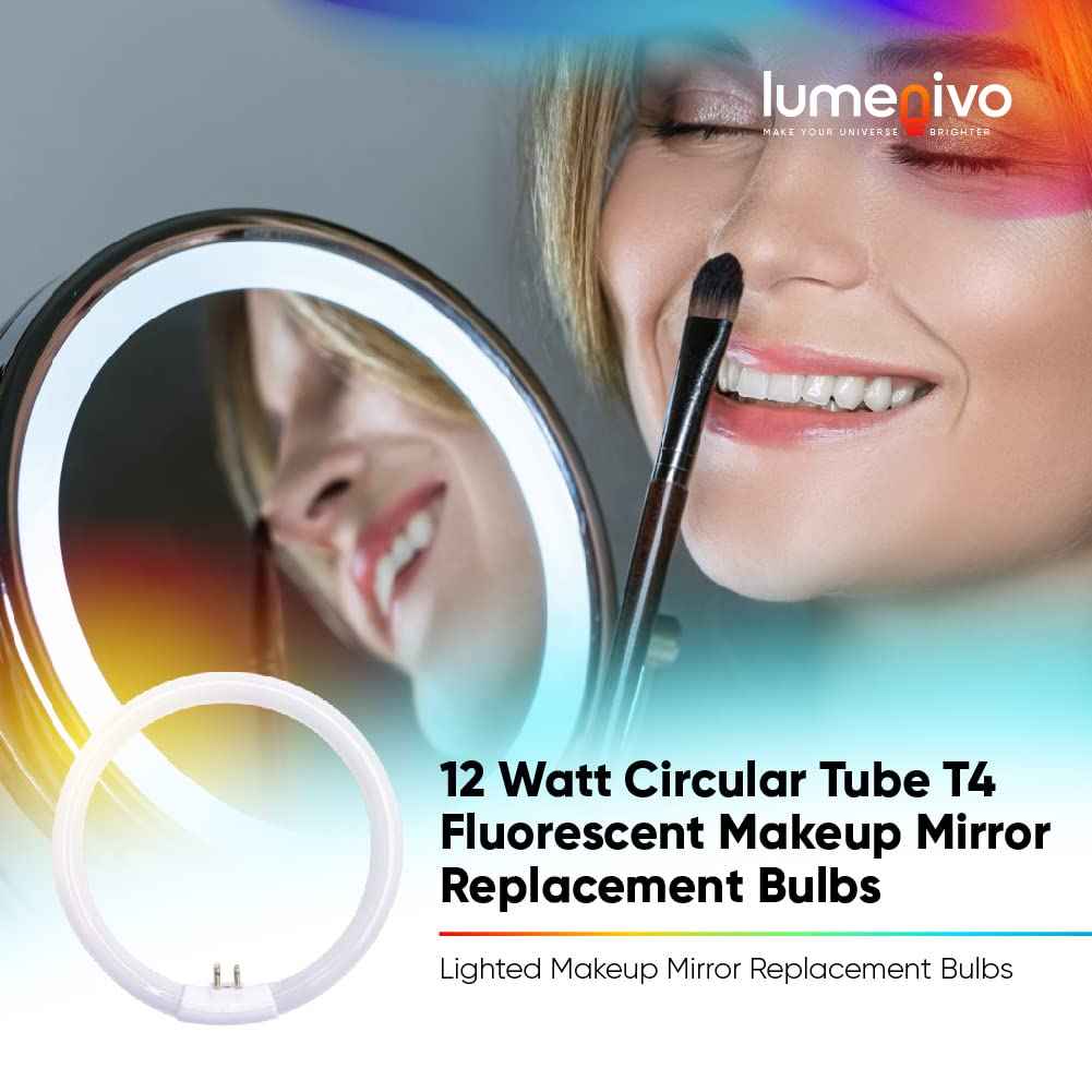 lumenivo 5.5 Inch Outside Diameter, T4 12W 6400K Circular Fluorescent Bulb, Replacement for Conair Round Makeup Mirror - 2 Pack