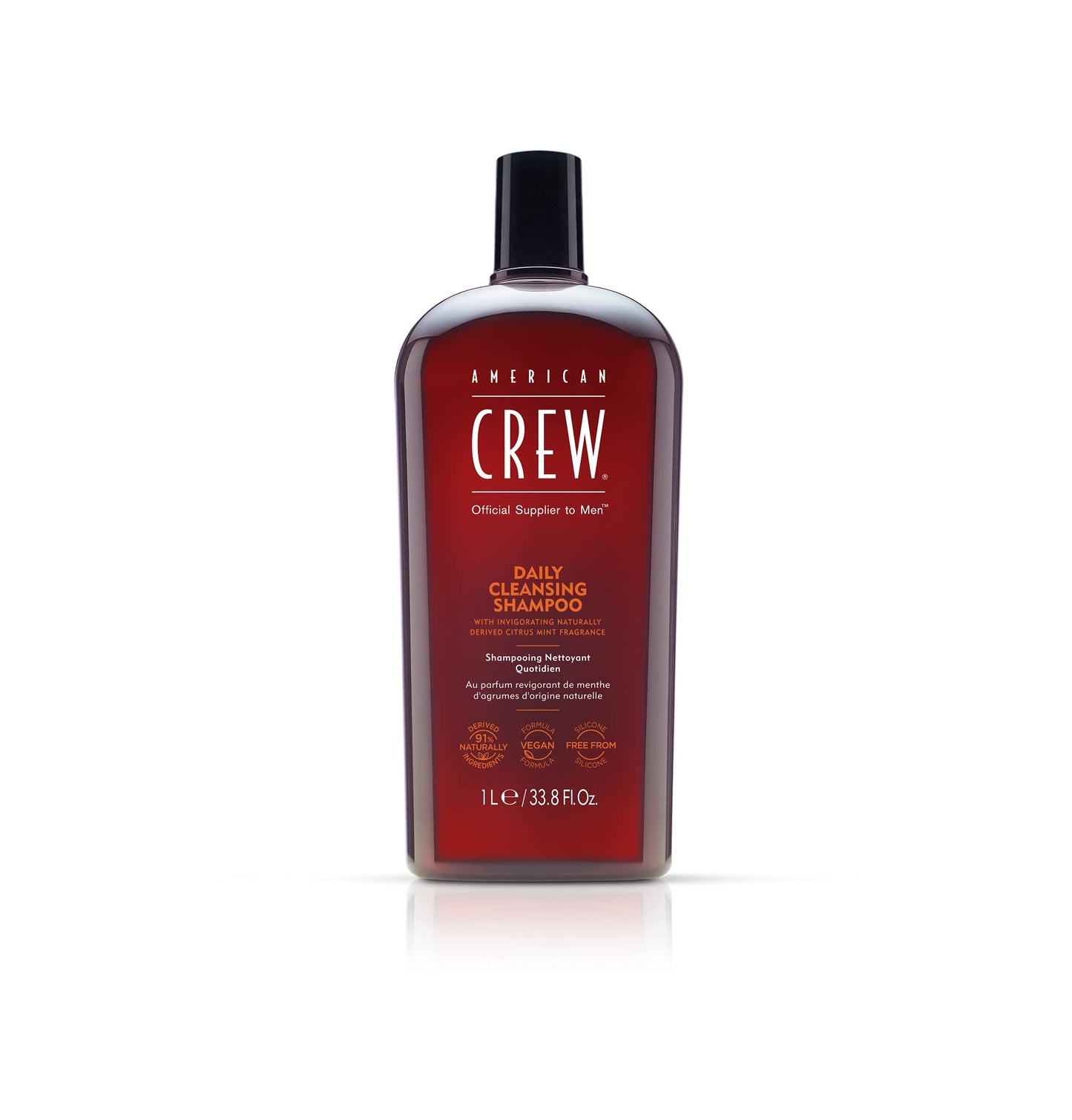 American Crew Shampoo for Men, Daily Cleanser, Naturally Derived, Vegan Formula, Hair Care Gift for Him, Citrus Mint Fragrance, 33.8 Fl Oz