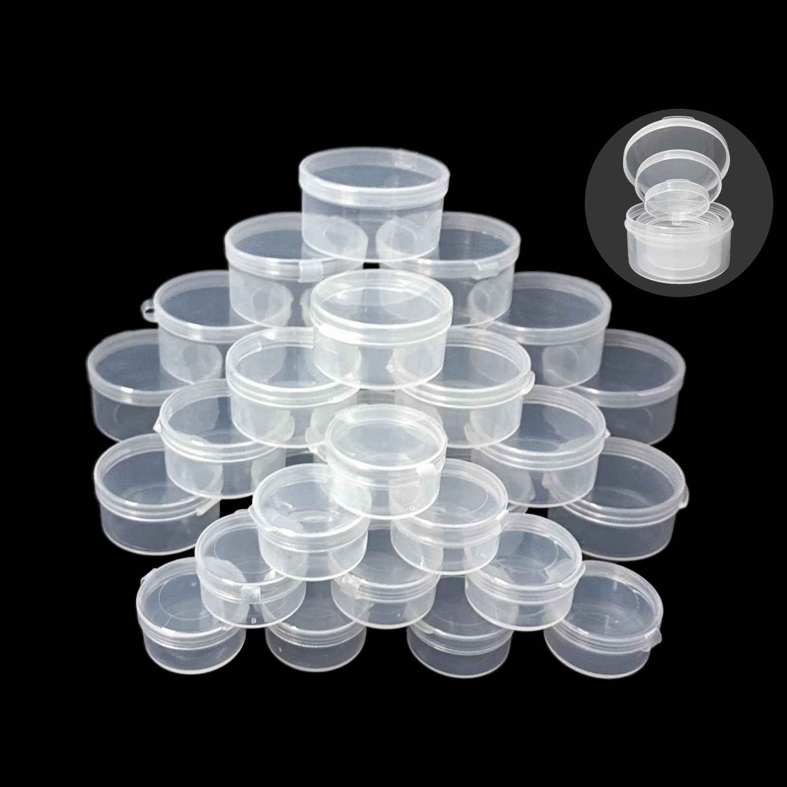 Zfyoung 30 pcs plastic cosmetic jar 5/10/20ml clear case with snap lids portable,Travel Storage Cosmetic Samples Beauty Products Mini Containers with Lids, Airtight Cosmetic Containers with Lids.