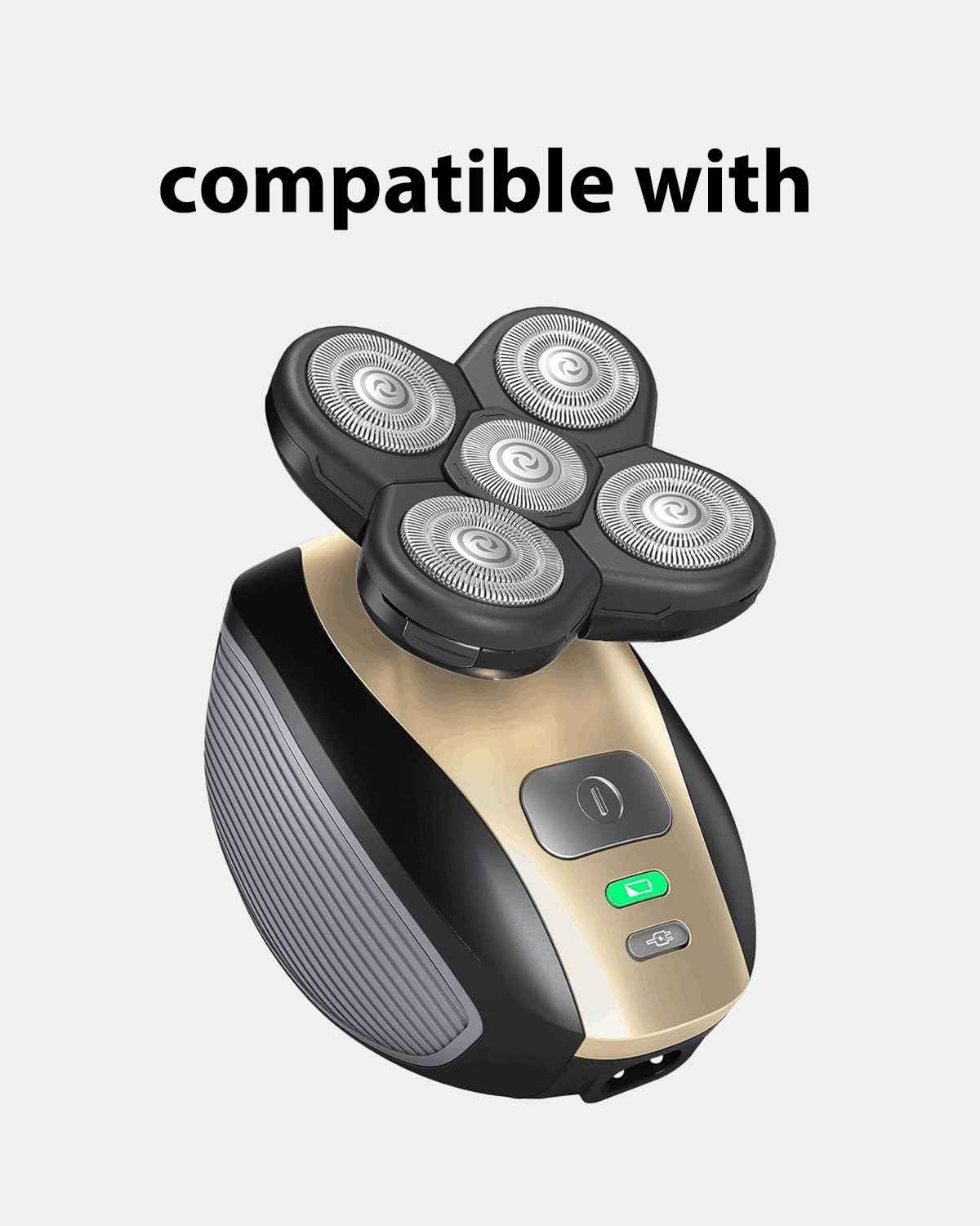 4 Pack Head Shaver Replacement Blades, 5 - Blade Shaver Replacement Heads for Bald Men Freedom Shaving, Head and Face Electric Razor Refills, with 3 Cleaning Brush