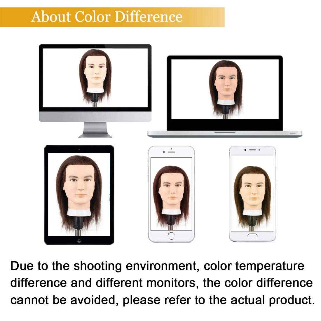 Newshair Male Mannequin Head with 100% Human Hair Haircut Training Head with Thick Hair Hairdresser Manikin Head Doll Head for Hair Styling and Practice Handsome Face Adult Head Size (8-10Inch 3B#)