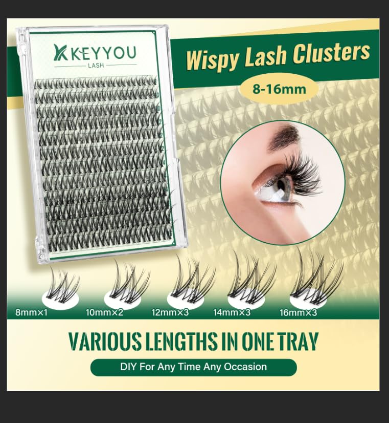 Lash Clusters Kit 144pcs 8-16mm Wispy C Curl Extension