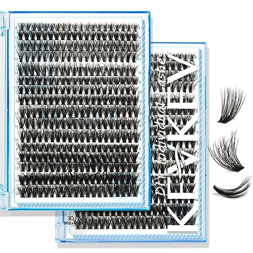 KevKev Lash Clusters Individual Lashes 3D Style Eyelash Clusters 320 Pcs Cluster Lashes 30+40+50D Wispy Volume Lashes DIY Lash Extensions Thin Band & Soft (Pluffy 30+40+50D,D-8-16mix)