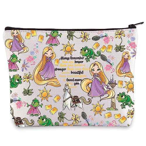 WZMPA Princess Hair & Sun Cosmetic Bag Fairy Tales Fans Gift You Are Braver Stronger Beautiful Than You Know Hair Movie Makeup Zipper Pouch Bag (Hair Princess)