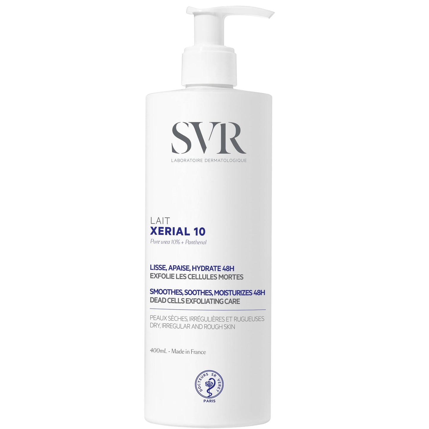 SVR Xerial 10 Ultra Rich Body Lotion With Shea Butter & 10% Pure Urea. Relief Soothing Moisturizer For Extremely Dry Itchy Skin. 48hr Moisturizing Cream For Babies, Kids, Teens & Adults, 13.5 Fl.oz.