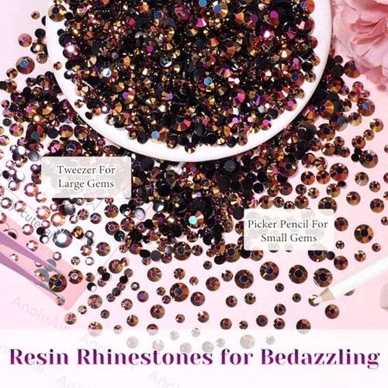 12000 Tan AB Rhinestones Kit, 2-6mm Flatback Gems with Tools