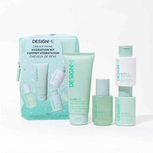 DESIGNME GLOSS.ME Hydration Kit |Moisturizing Shampoo, Conditioner, Mask & Hair Oil | With Argan Oil | For Dry & Frizzy Hair - Hydrating, Anti-Frizz & Adds Shine | Sulfate & Paraben-Free Holiday Set