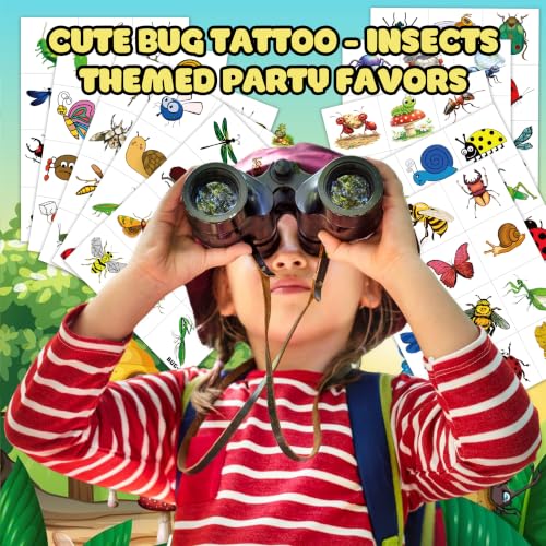 Bug Temporary Tattoos for Kids - 120 Pre-Cut Designs