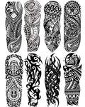 Tribal Temporary Tattoo Sleeves for Men & Women, 8-Sheet Pack