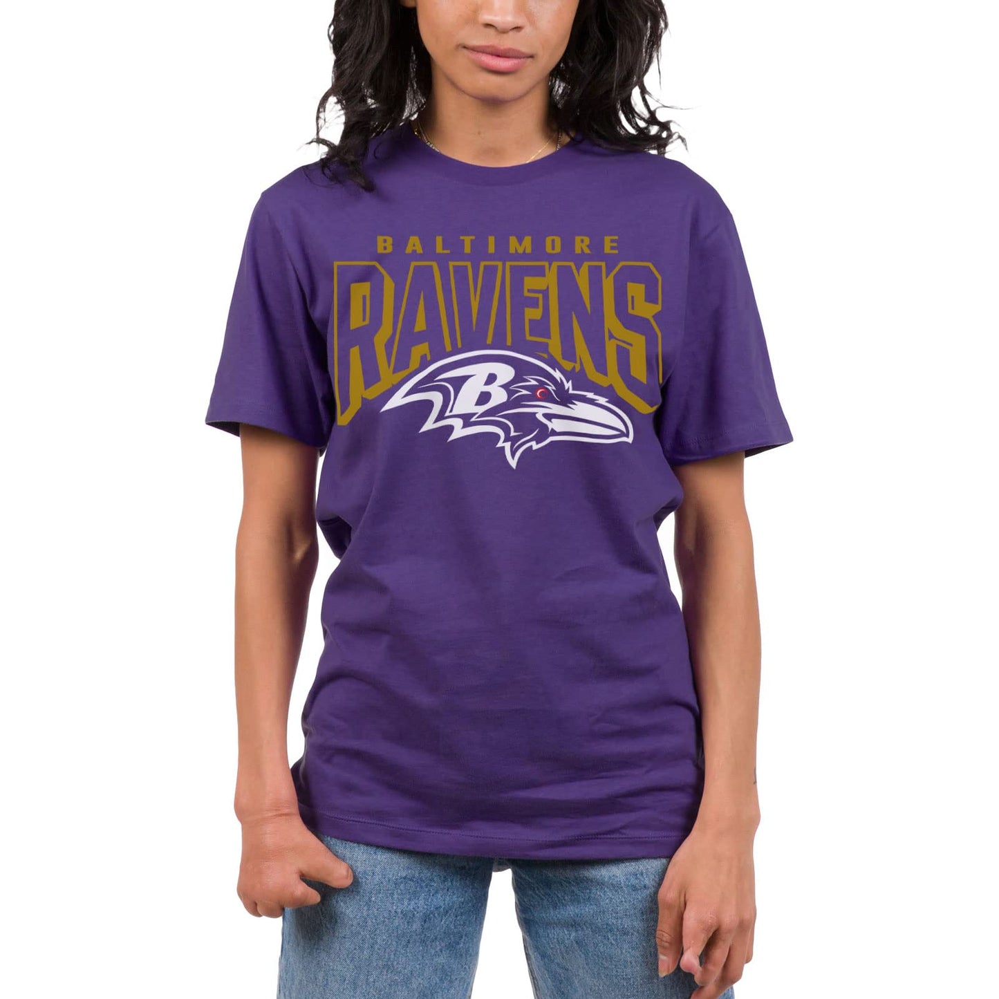 Junk Food Clothing x NFL - Baltimore Ravens - Bold Logo - Unisex Adult Short Sleeve Fan T-Shirt for Men and Women - Size Medium