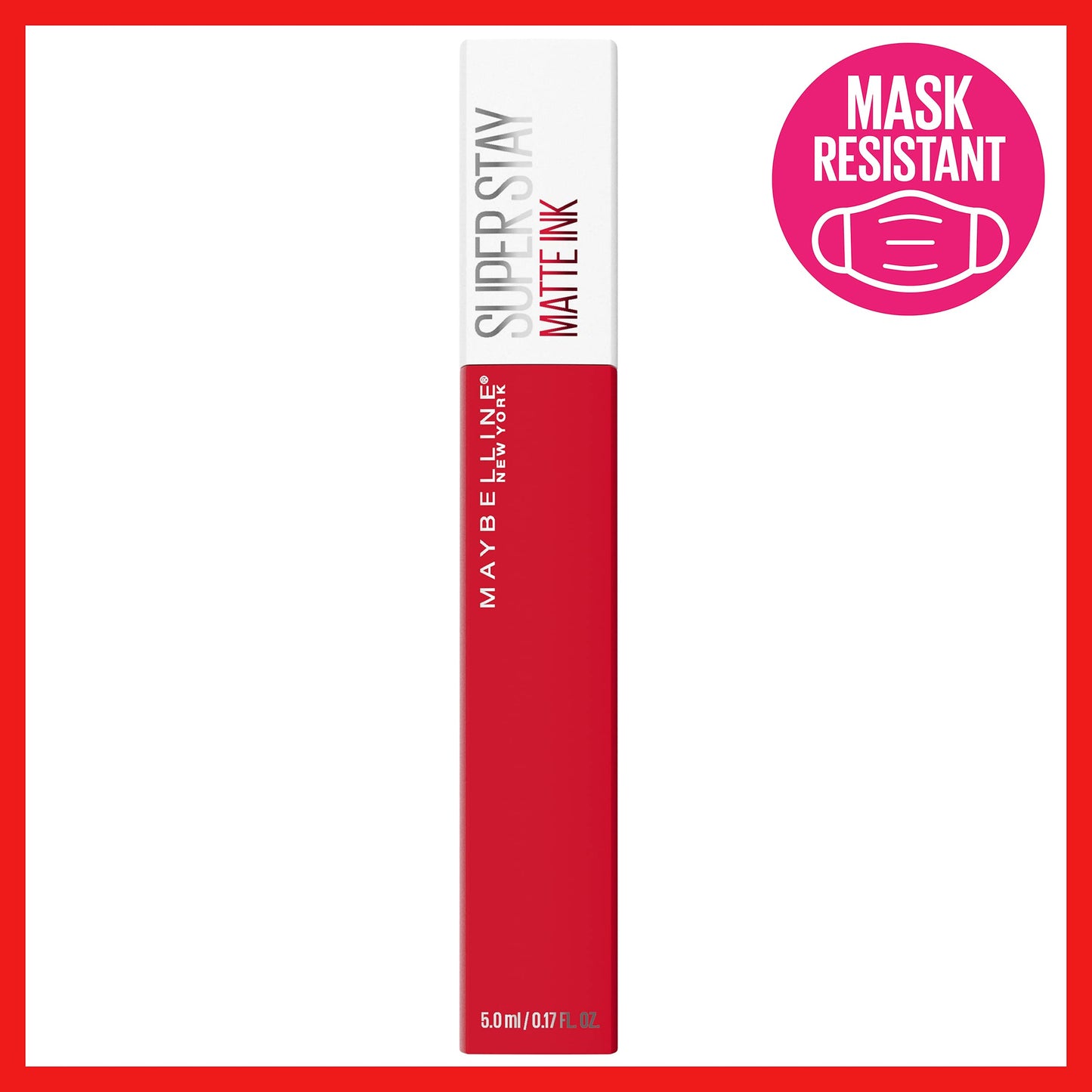 Maybelline Super Stay Matte Ink Liquid Lipstick Makeup, Long Lasting High Impact Color, Up to 16H Wear, Shot Caller, Bright Pinky Red, 1 Count