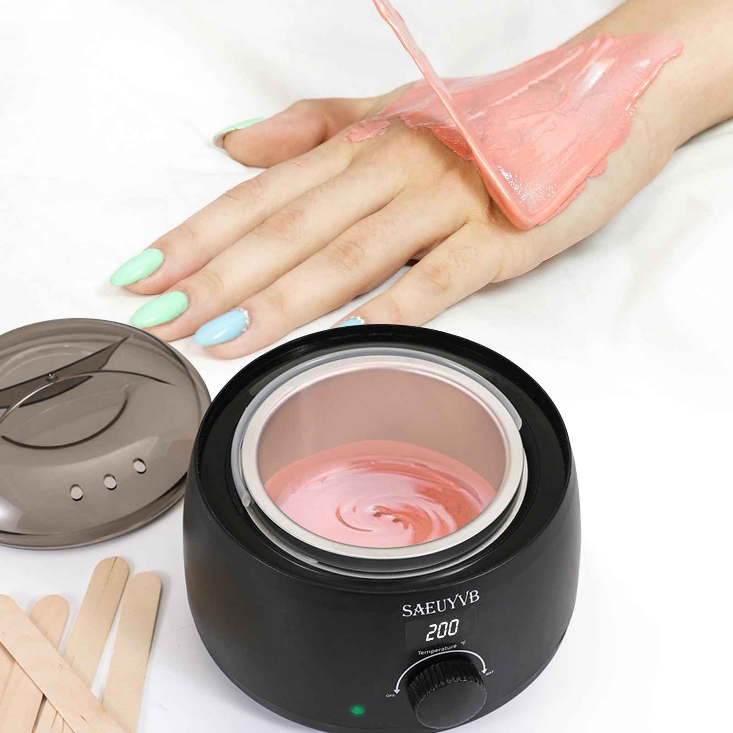 SAEUYVB Professional Digital Wax Warmer with Lid and 16oz Pot for Hair Removal (Black)