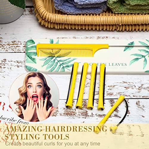Chuangdi 24 Pcs Hair Perm Rods with Steel Rat Tail Comb