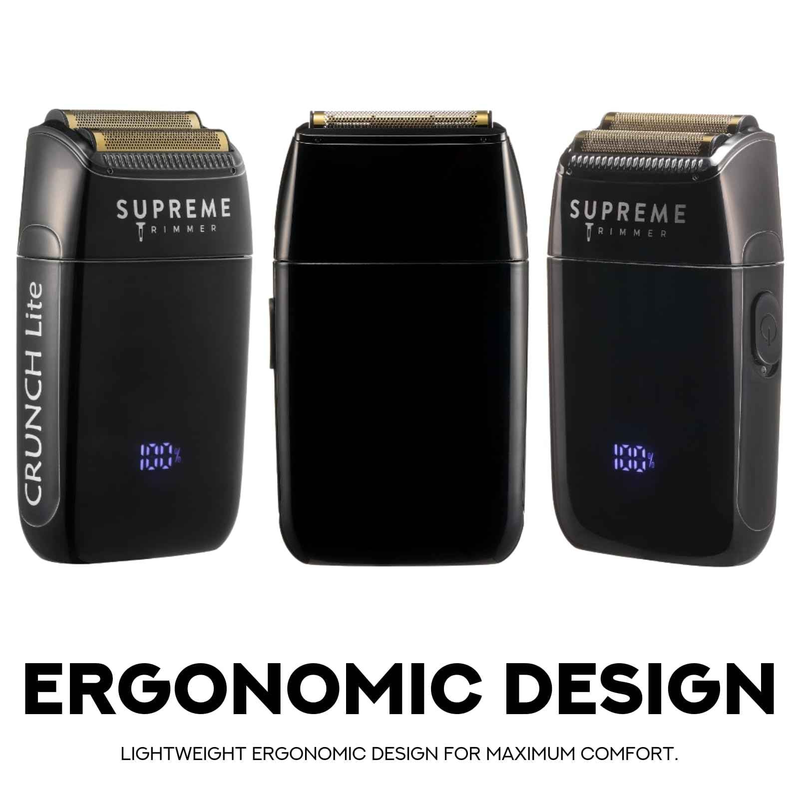 Supreme Trimmer Crunch Lite STF600 | Professional Double Foil Shaver for Men | Cordless & Corded, 60 Min Runtime, Hidden LED Display | Barber Face & Head Finishing Razor