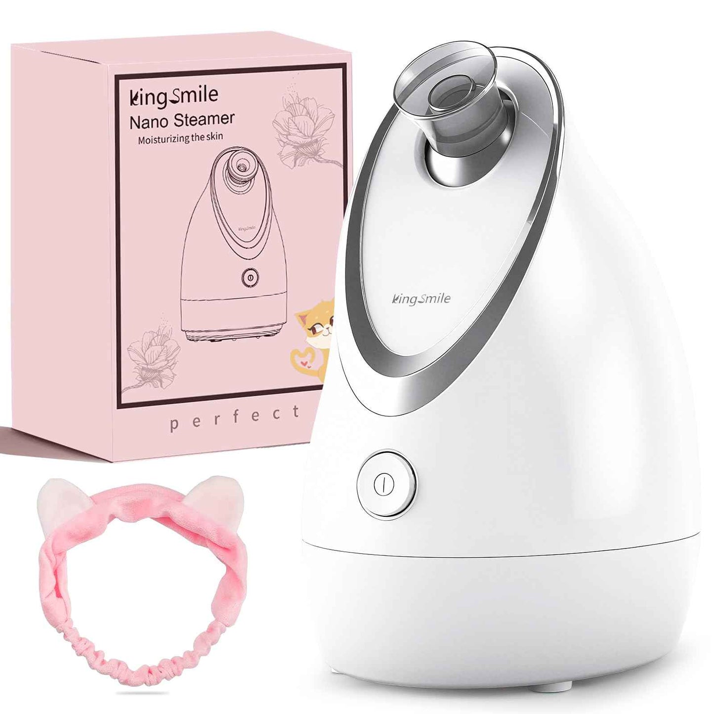 Kingsmile Facial Steamer for Face, 3 in 1 Face Steamer for Facial Deep Cleaning, Compact Nano Steamer - Aromatherapy, Adjustable Nozzle Warm Steam for Home SPA, Face Steamer for Sinuses with Hairband