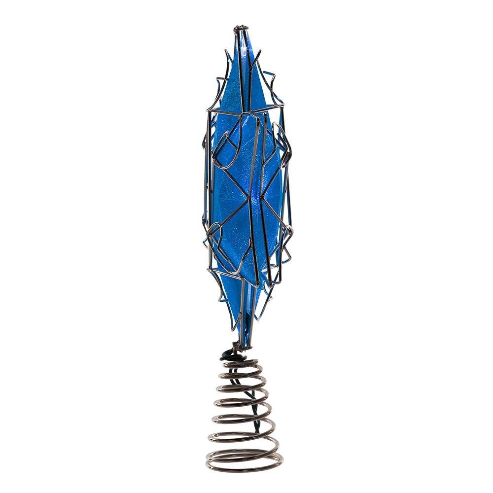 Kurt Adler UL 10-Light LED Silver and Blue Hanukkah Star Shimmer Treetop