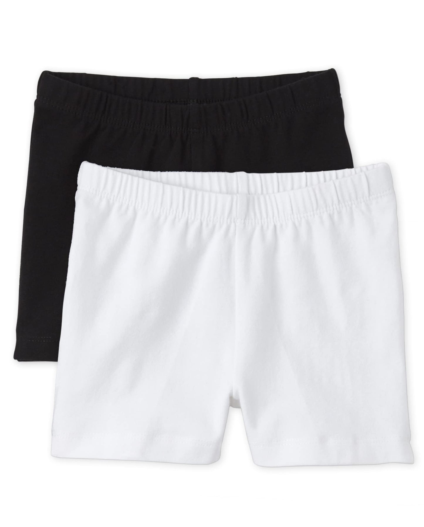 The Children's Place Girls' 2 Pack Basic Cartwheel Short, Black/White, X-Small