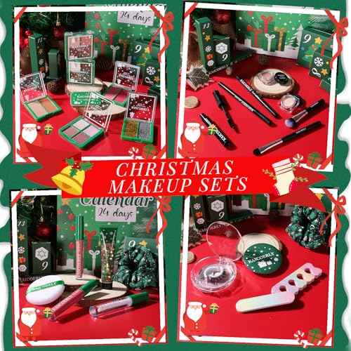 Makeup Advent Calendar 2025,24 Days Christmas Advent Calendar for Teen Girls,2025 Xmas Countdown Calendar Make Up Sets for Christmas Party Festival with Mascara Eyeshadow Lipstick Blush Eyebrow Soap