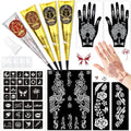Temporary Tattoo Kit with 34 Stencils, 4 Inks & Gloves
