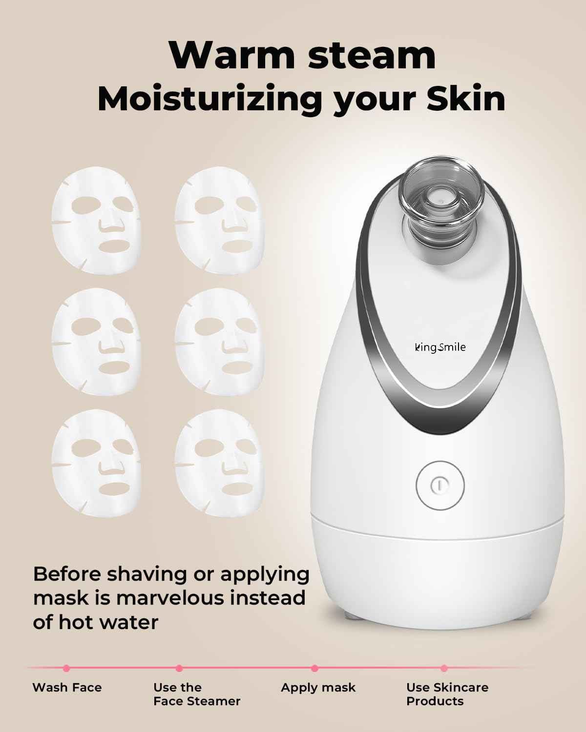 Kingsmile Facial Steamer for Face, 3 in 1 Face Steamer for Facial Deep Cleaning, Compact Nano Steamer - Aromatherapy, Adjustable Nozzle Warm Steam for Home SPA, Face Steamer for Sinuses with Hairband