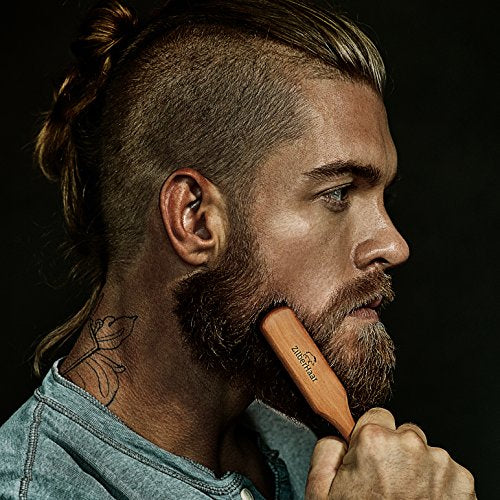 Zilberhaar Beard Brush Grooming Kit (Soft Version) 2nd Cut Boar Bristles - Ideal for Stubbles and Short To Medium Beards - Distributes Balm and Oil for Growth/Styling - Comes with Brush Cleaning Tool
