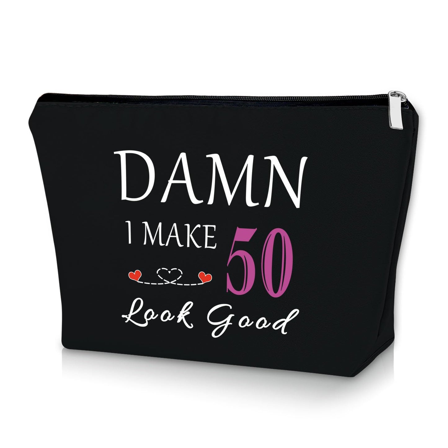 50th Birthday Gifts for Mom Black Makeup Bag 50 Year Old Birthday Gifts for Women Funny 1974 Birthday Gifts Cosmetic Bag Turning 50 Gifts Happy Birthday Gifts for Sister Travel Pouch