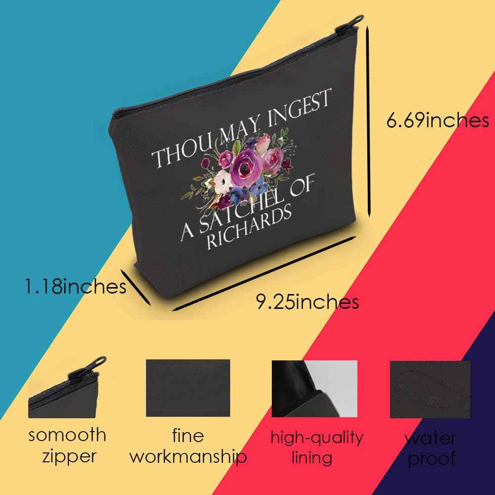 MNIGIU Funny Sarcastic Gift Thou May Ingest a Satchel of Richards Makeup Zipper Pouch Bag for Friends Adult Saying Joke (THOU Black Bag)
