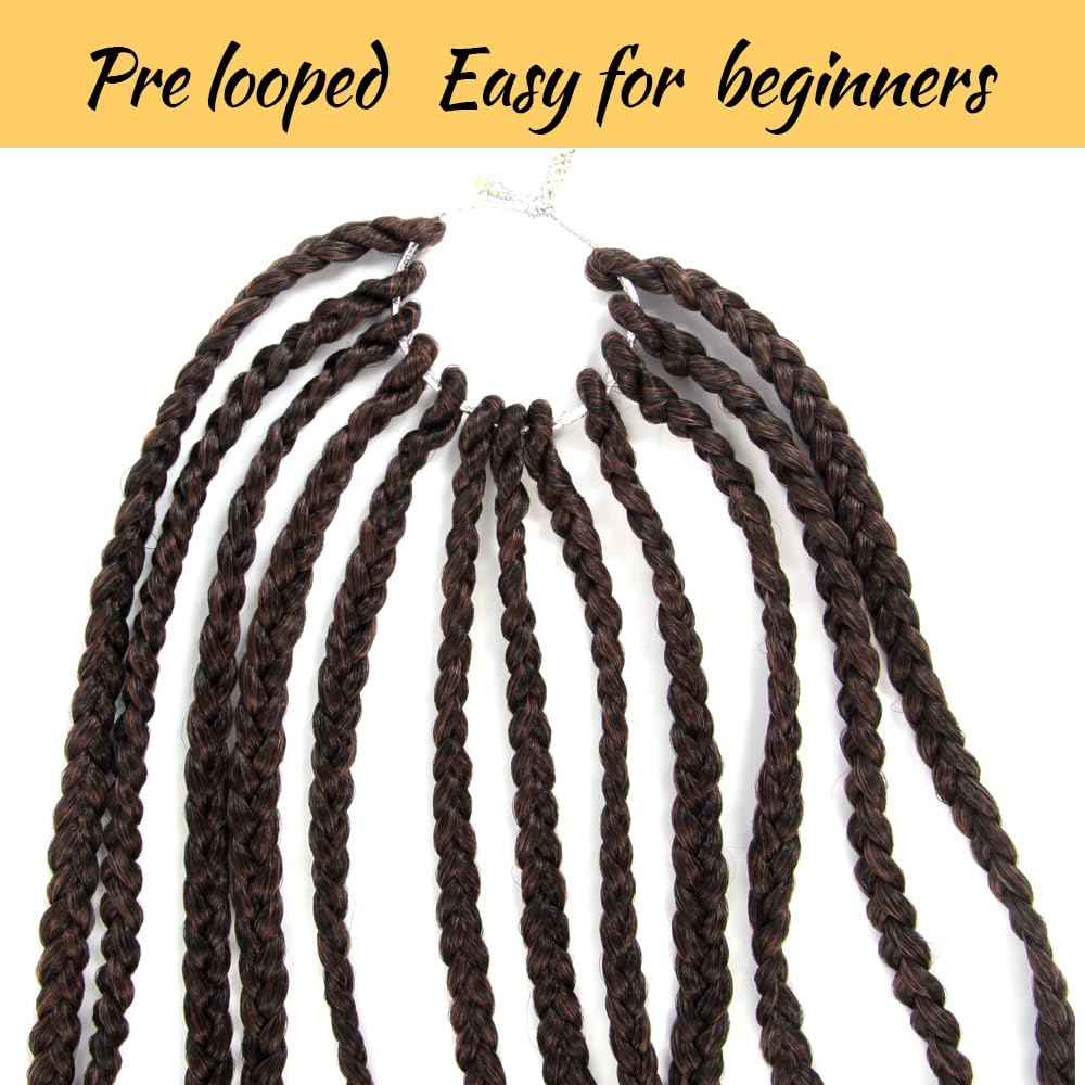 SECPOCPONY Long Boho Curl Box Braids Crochet Hair 24 Inch 8 Packs Pre looped French Curl Braiding Hair for Black Women Crochet Goddess Box Braid with Curly Ends (T30)