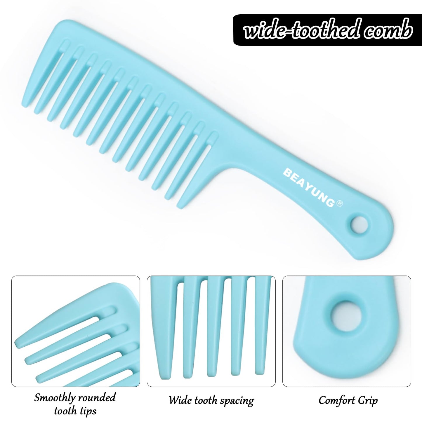 BEAYUNG 2PCS Large Wide Tooth Comb, Shower Combs, Hair comb for wet curly hair, Durable Hair Brush for Best Styling and Professional Hair Care(1Blue,1Green)