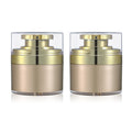 UMETASS 2-Pcs 1 oz Airless Pump Jar, Refillable Cream Jar Vacuum Bottle Travel Size Empty Container for Cream and Lotion (1 oz-Gold)