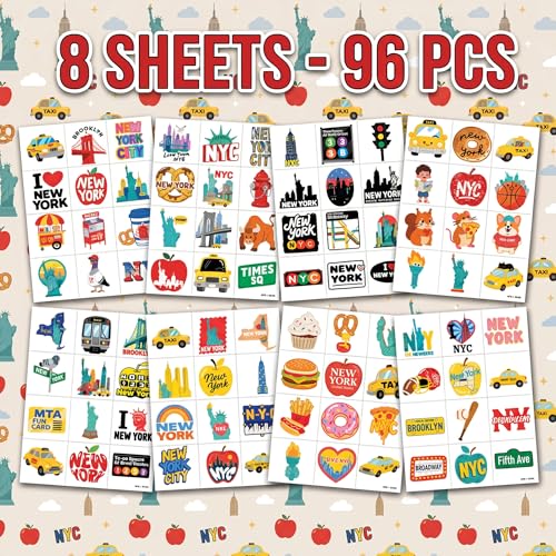 96 PCS NYC Temporary Tattoos for Kids | Skyline Party Favors