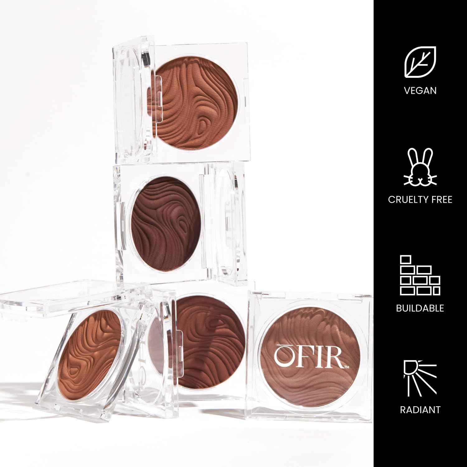 OFIR Geo Sculpt Blendable Cream Bronzer | Buildable Radiant Finish with Vitamin E | Vegan & Cruelty Free Makeup Bronzer | Sun Kissed Glow Compact For Sculpting Cheekbones |Bluff - Light Brown, 0.24 oz