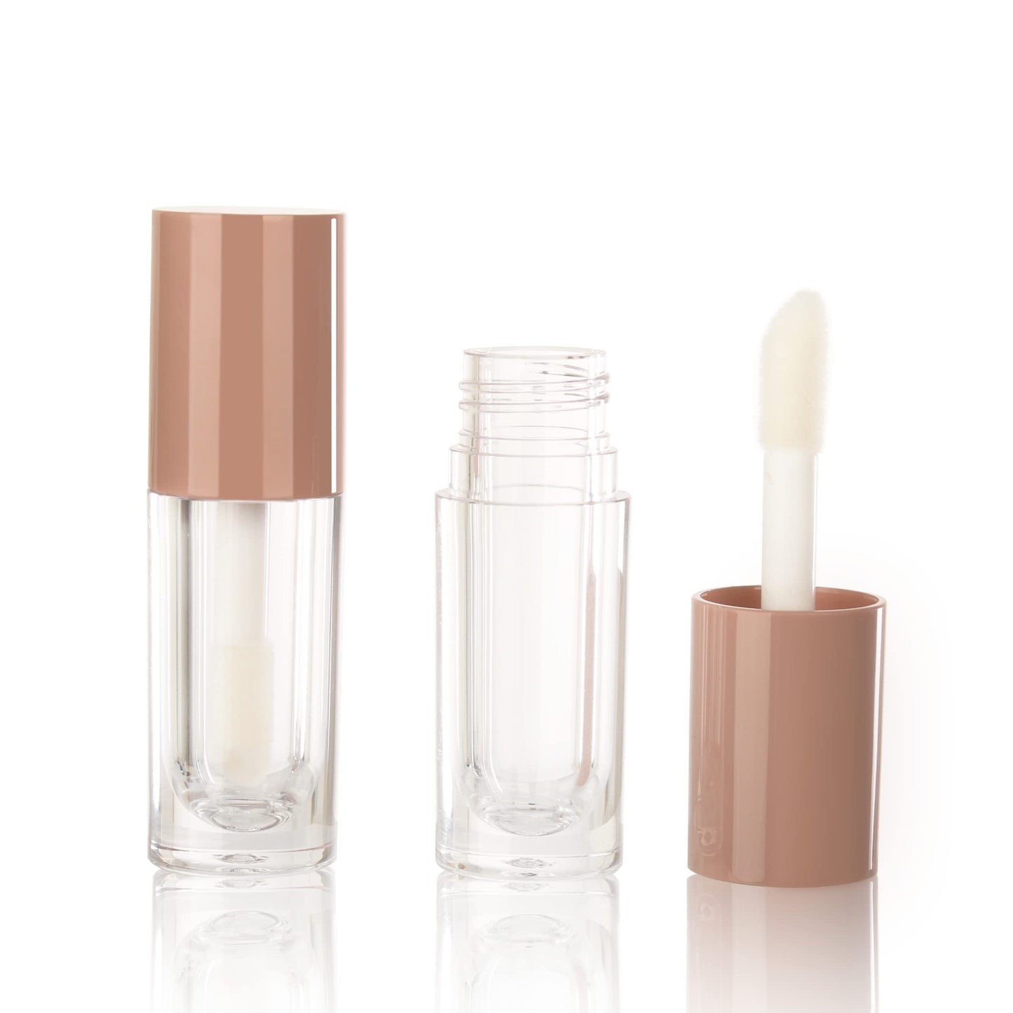 COSIDEA 30pcs Nude Empty 6ml 0.2oz Lip Gloss Tubes with Big Doe Foot Wand，Round Lipgloss Containers，Concealer Tube Cosmetic Packing Container Bulk Wholesale