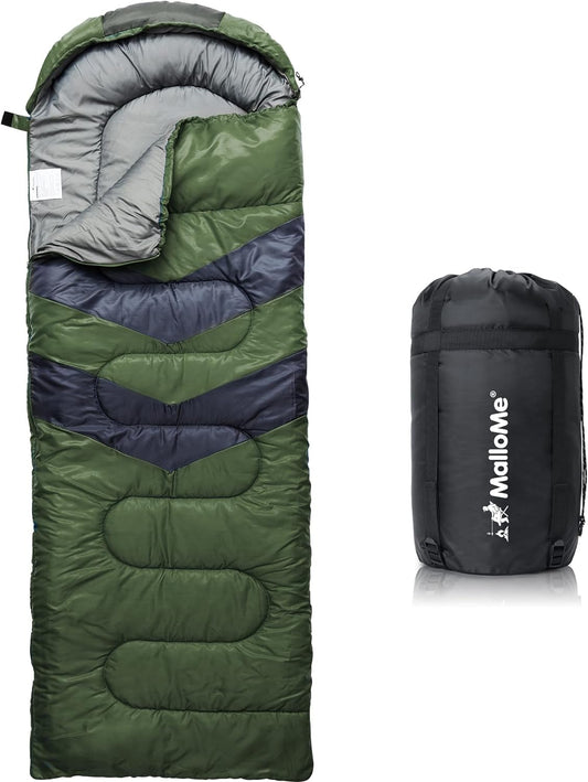 MalloMe Sleeping Bags for Adults Cold Weather & Warm - Backpacking Camping Sleeping Bag for Kids 10-12, Girls, Boys - Lightweight Compact Camping Essentials Gear Accessories Hiking Sleep Must Haves