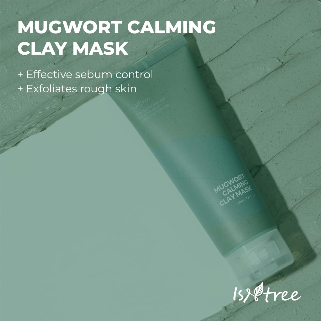 IsNtree Mugwort Calming Clay Mask 100ml, 3.38 fl.oz | Sebum control | Pore tightening | Exfoliates rough skin | Blackheads care