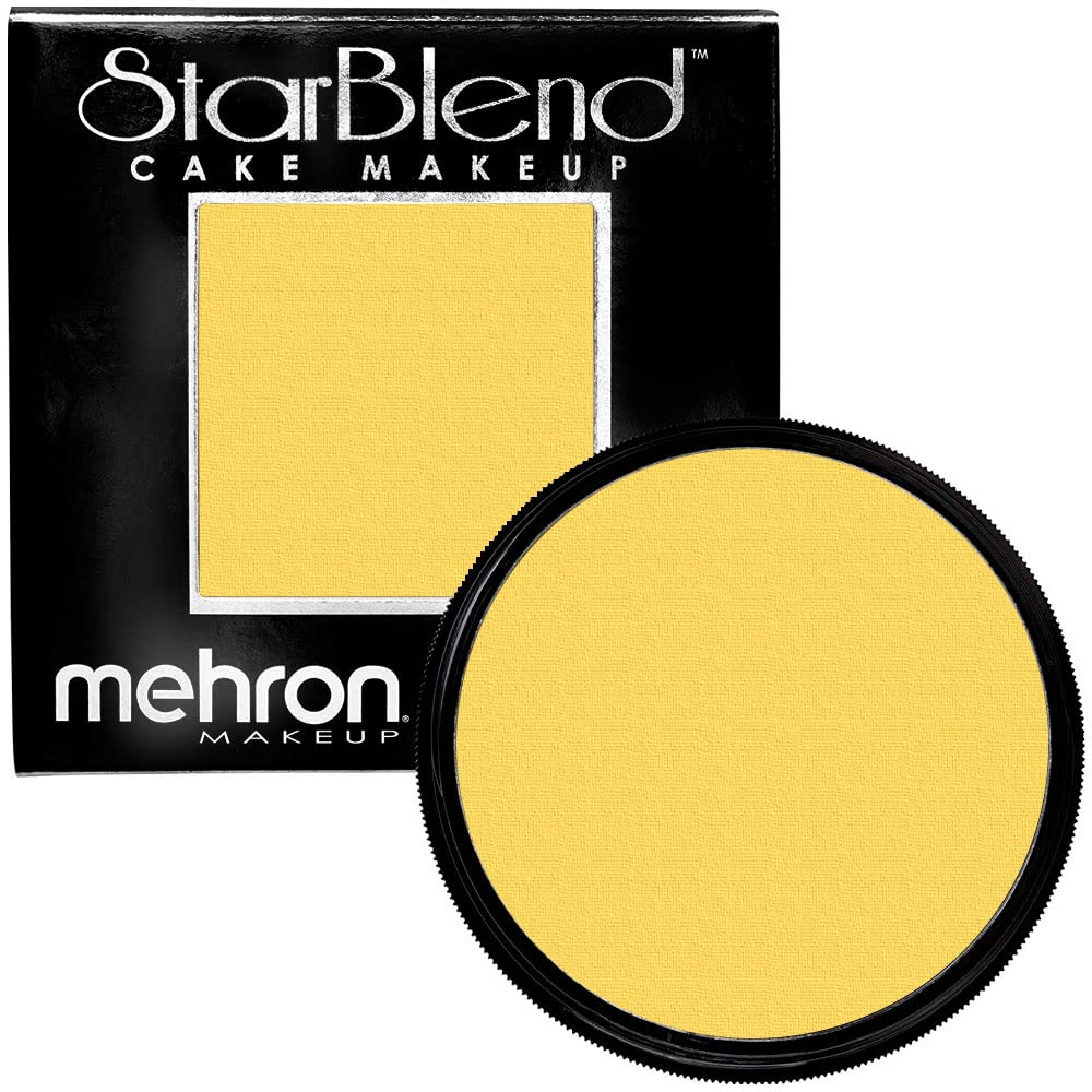 Mehron Makeup StarBlend Cake Makeup | Wet/Dry Pressed Powder Face Makeup | Powder Foundation | Yellow Face Paint & Body Paint 2 oz (56g)