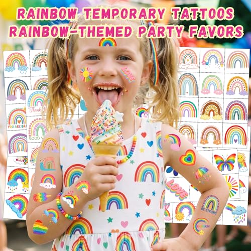 96 Rainbow Temporary Tattoos Stickers - Party Favors